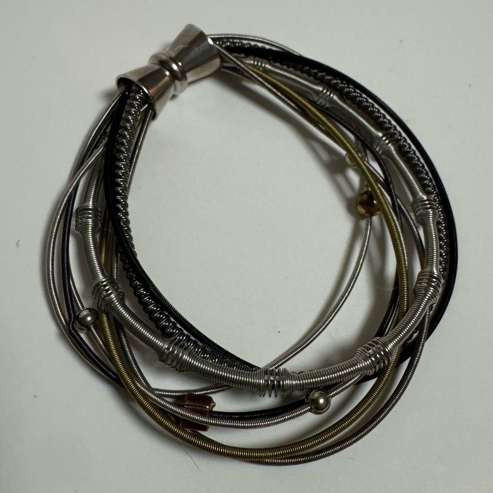 Guitar String Multi-Strand Bracelet – Mixed Metals – Magnetic Clasp